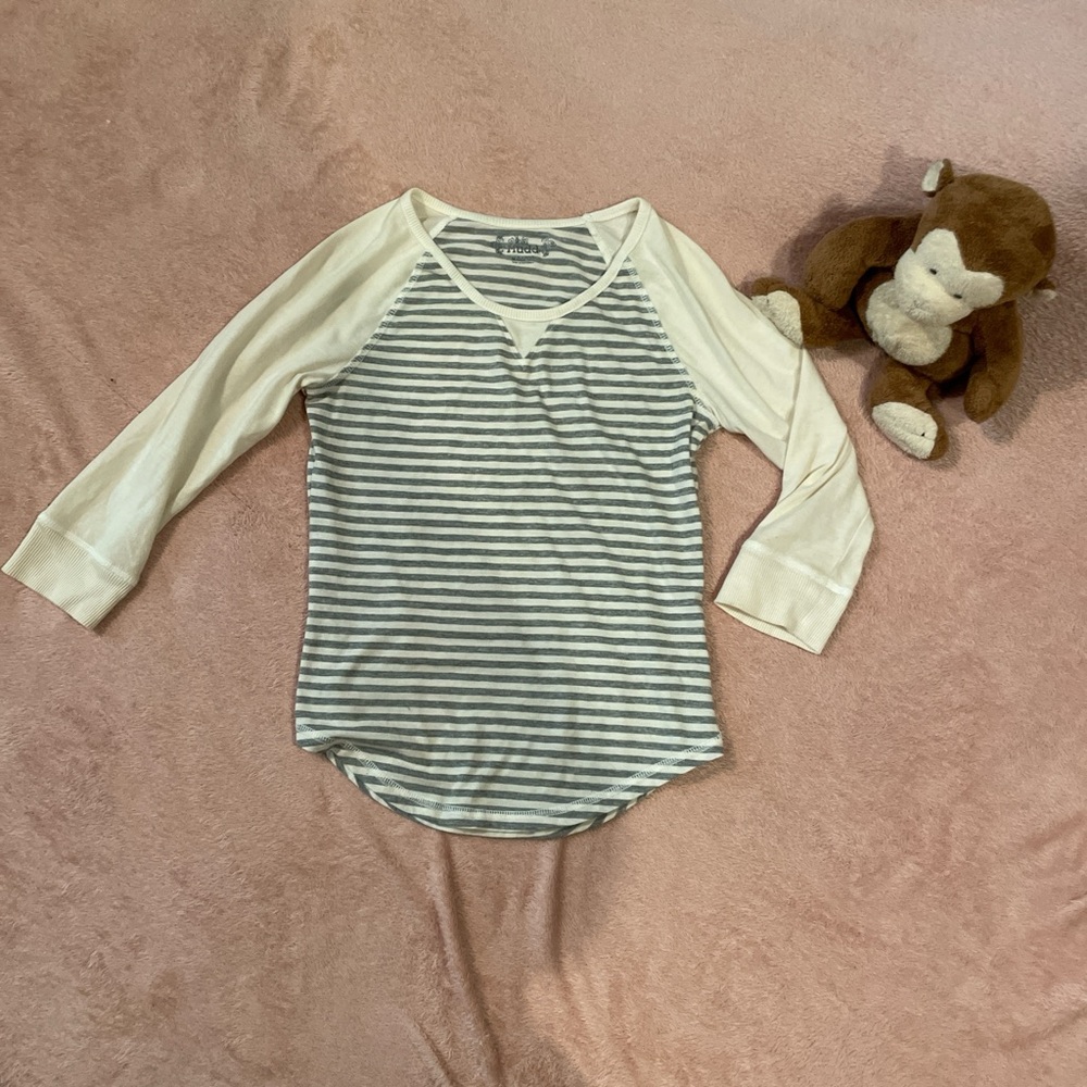 Y2K Striped Gray and Cream Kids Shirt
